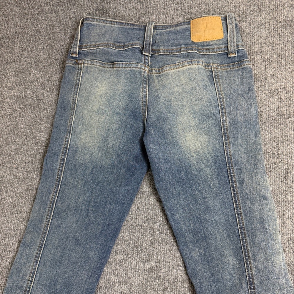 Simple Society High Waisted‎ Flare Jeans Medium Wash Seam Front Size 00/23 - Picture 12 of 13
